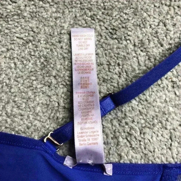 Savage X Fenty Bra Small Blue Straps with Plastic Clear Cups Rhianna - Picture 5 of 7